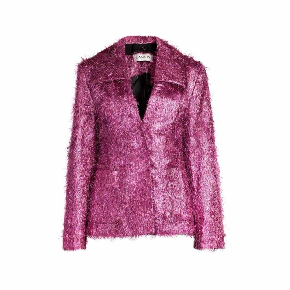 LANVIN MADE IN ITALY 🇮🇹 FRING METALLIC JACKET/BLAZER IN ROSE SIZE US 6